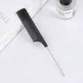Black steel pin tail comb for hair styling, professional salon hairdressing tool, heat-resistant. - 21cm / Black