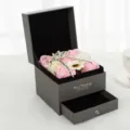 Elegant double-layer gift box with artificial soap roses and drawer for romantic occasions. - Regular Fit / Pink Series