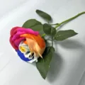 Kunstmatige regenboog roos zeep bloem enkele stengel kleurrijke nep bloem voor thuis bruiloft - Zonder Zak / Regenboog