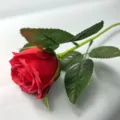 Kunstmatige rode roos enkele stengel nepbloem voor huisdecoratie bruiloft valentijn - Zonder Zak / Rood
