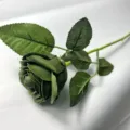 Kunstmatige groene roos enkele stengel neppe bloem voor thuis bruiloft feest decor - Donkergroen
