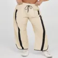 Dames casual losse trekkoordsluiting tonbroek met contrasterende zijstrepen voor sport. - S / Broken Wit