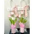 Artificial tulip flower bouquet gift bag with LED lights for teachers day decoration - With LED Lights / Pink