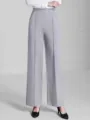 Details of women high waist wide leg casual pants for spring and summer daily wear. - Gray