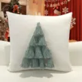 Federa per cuscino decorativo con nappine albero di Natale, copricuscino festivo divano - 45x45cm (Con Anima) / Cuscini quadrati albero di Natale