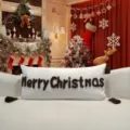 Cuscino lombare decorativo natalizio con lettere trapuntate e nappe, comodo cuscino per divano. - 30*70cm (senza imbottitura) / Cuscini lombari con lettere di Natale