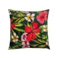 Tropical floral print velvet throw pillow cover, vibrant red hibiscus cushion for sofa, bed, home decor. - 45*45cm (Throw Pillow Cover) Without Insert / Style 4