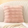 Pink fluffy faux fur throw pillowcase soft plush cushion cover for living room sofa home - 43x43cm (Pillowcase + Insert) / Pink