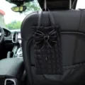 Black puff grid car tissue holder with bow hanging back seat organizer interior decor - Style 2 / 40*14*1cm