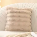 Soft plush throw pillow cover fluffy cream cushion case for modern living room sofa decor - 43x43cm (Pillowcase + Insert) / Khaki