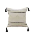 Nordic cotton woven throw pillow tufted square cushion with tassels for sofa bed decor - 45*45cm (Pillow Cover) Without Insert / Black and White