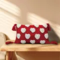Red tufted heart throw pillow with tassels, soft decorative cushion for sofa bed and couch. - 18x18 Inch / Style 4