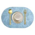 Oval light luxury leather placemat with embossed floral pattern and gold tableware set. - 30*45cm / Style 7
