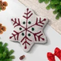 Christmas snowflake throw pillow tufted decorative cushion for sofa bed winter holiday home decor - White