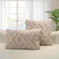Plush Jacquard Throw Pillow Cover Cream Square and Rectangular Sofa Cushion Case Decor - Pillowcase / Beige