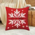 Christmas throw pillow cover red snowflake design soft short plush sofa cushion case. - 45*45cm (Throw Pillow Cover) Without Insert / Style 1