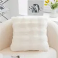 White fluffy plush pillow cover soft cream cushion case for living room sofa bedroom decor - 43x43cm (Pillowcase + Insert) / White