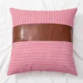 American style leather patchwork striped throw pillow cover for living room sofa bed. - 45*45 cm Pillowcase (Insert Not Included) / Red
