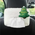 Cute Christmas car tissue box plush hanging auto seat back paper holder holiday interior decor - 18*12*5cm / Christmas Tree