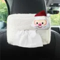 Cute Christmas Santa car tissue box plush hanging auto seat back paper holder organizer - 18*12*5cm / Santa Claus