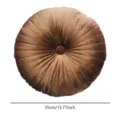 Brown Round Velvet Pumpkin Pillow 35cm Soft Pleated Throw Cushion for Sofa Bed Decor - 35*35*10 cm / Coffee