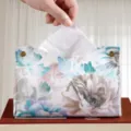 Decorative floral leather tissue box holder, elegant envelope style napkin dispenser for home. - Heavenly Beauty
