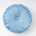 Cuscino rotondo in velluto azzurro chiaro cuscino decorativo plissettato per divano letto - Diametro 35x35x13 cm / Verde Germano