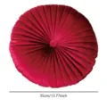 Round velvet pumpkin pillow dark red decorative cushion for sofa bed 35cm diameter - 35*35*10 cm / Red