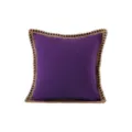 Purple square throw pillow cover with brown crochet edge, minimalist sofa cushion decor. - 45*45cm (Pillow Not Included) / Style 2