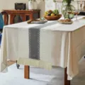 Nordic style cotton linen table runner with fringe and color block design for dining table decor - 30*240cm / Style 9