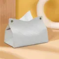 White woven leather tissue box, modern minimalist desk decor organizer for living room and office. - 19*12*14 cm / White