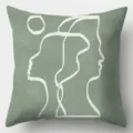 Nordic abstract line art throw pillow cover, minimalist sage green cushion cover for sofa. - Style 2 / 45x45cm (Pillow Cover Only)