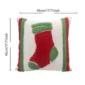 Christmas tufted throw pillow cover 45x45cm festive red green sofa decorative cushion case - Style 3 / 45*45cm (Throw Pillow Cover) Without Insert