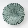 Round velvet wheel pleated cushion pumpkin pillow sofa throw pillow sage green variant - Diameter 35x35x13cm / Sea Green