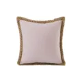 Solid color pink linen cushion cover with stylish braided rope border for modern sofa decor. - 45*45cm (Pillow Not Included) / Style 3