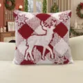 Christmas deer throw pillow cover red white plush cushion case for sofa holiday home decor - Pillowcase 45*45cm / Red (Elk)