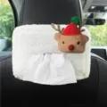 Cute Christmas Reindeer Car Tissue Box Holder Plush Seat Back Hanging Tissue Dispenser - 18*12*5cm / Reindeer