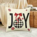 Christmas decorative pillow cover short plush sofa throw pillow with festive JOY design. - 45*45cm (Throw Pillow Cover) Without Insert / Style 2