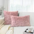 Pink plush jacquard throw pillow cover set, modern soft cushion case for sofa bedroom decor - Pillowcase, 45*45 cm / Sakura Pink