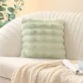 Light green plush pillowcase, soft bubble stripe cushion cover for living room sofa bedroom. - 43x43cm (Pillowcase + Insert) / Pale Green