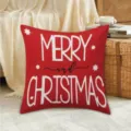 Christmas throw pillow cover red plush decorative pillow case with cute white letters snow - 45*45cm (Throw Pillow Cover) Without Insert / Style 3