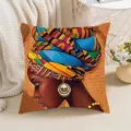 African woman print throw pillow cover vintage ethnic decorative cushion case for sofa decor - Style 1 / 45*45cm (Pillow Not Included)