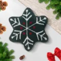 Christmas snowflake tufted throw pillow dark green festive holiday home sofa decorative cushion - Green