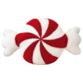 Cuscino natalizio a caramella, variante cuscino in peluche trapuntato a righe. - Caramella Rossa