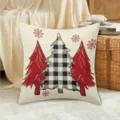 Christmas throw pillow cover with buffalo check tree pattern, soft short plush, home decor. - 45*45cm (Throw Pillow Cover) Without Insert / Style 4