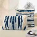Luxury plush throw pillow with abstract starry stripe texture for cozy home decor sofa. - Pillowcase 30*50cm / Striped Blue