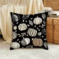 Autumn pumpkin print cushion cover, black peach skin velvet throw pillow case for sofa. - 45*45cm (Throw Pillow Cover) Without Insert / Style 1