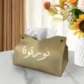 Golden leather tissue box variant, stylish European desk paper napkin holder for home decor. - 14*19*12 cm / Khaki