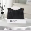 Black woven leather tissue box home decor stylish napkin holder for living room desktop. - Customizable / Black
