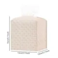 Quadratischer gewebter Rattan Taschentuchbox Halter dekorativer Serviettenspender - 13x13x13cm / Gebrochenes Weiß